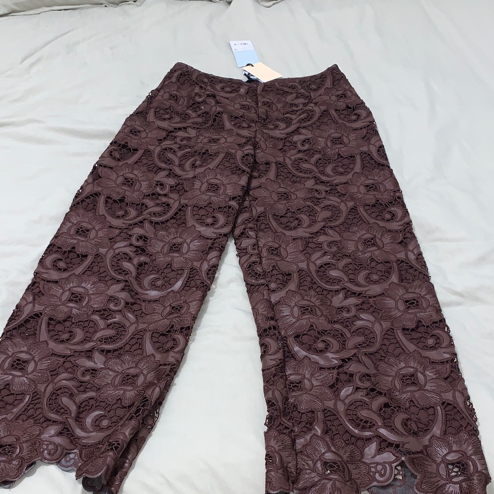 ANTONIO MELANI Brown Lace Wide Leg Pants